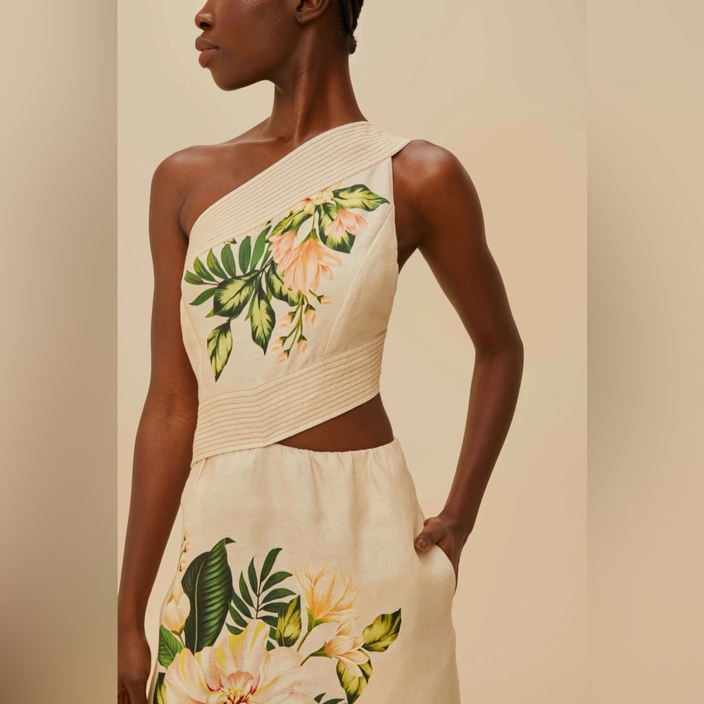 FARM RIO Garden Cascade Sand Midi Dress - Picture 3 of 4